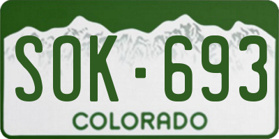 CO license plate SOK693