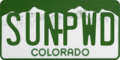 CO license plate SUNPWD