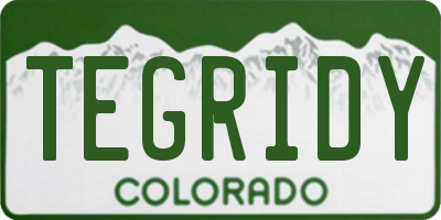 CO license plate TEGRIDY