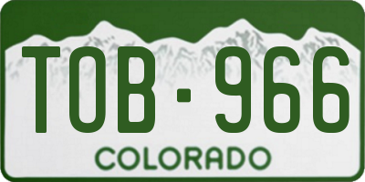 CO license plate TOB966