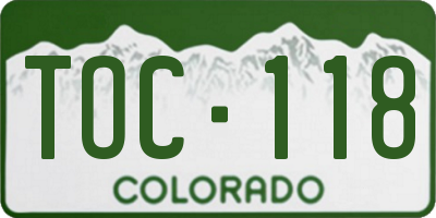 CO license plate TOC118