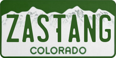 CO license plate ZASTANG