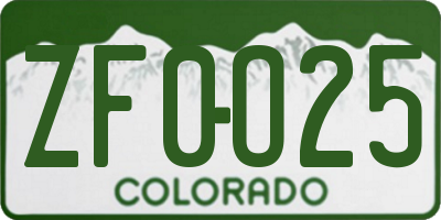 CO license plate ZF0O25