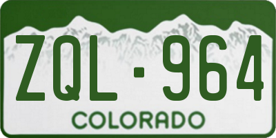 CO license plate ZQL964