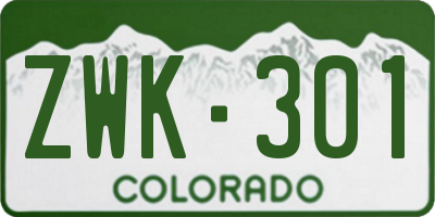 CO license plate ZWK301