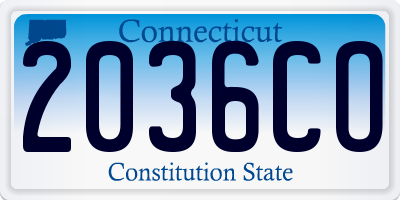 CT license plate 2036CO