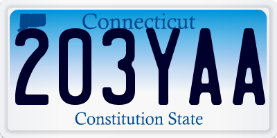 CT license plate 203YAA