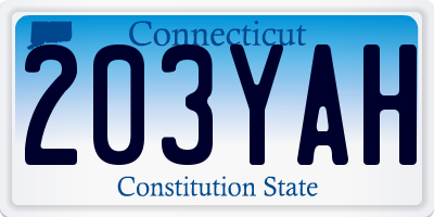 CT license plate 203YAH