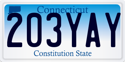 CT license plate 203YAY