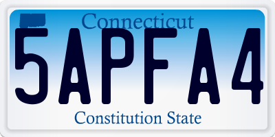 CT license plate 5APFA4