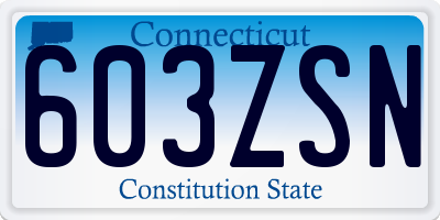 CT license plate 603ZSN