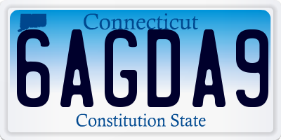 CT license plate 6AGDA9