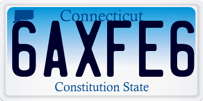 CT license plate 6AXFE6