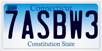 CT license plate 7ASBW3