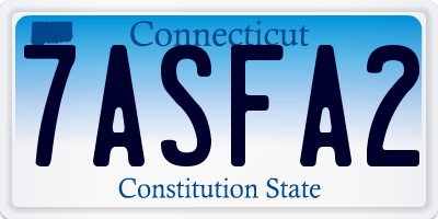 CT license plate 7ASFA2