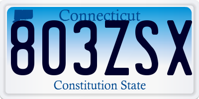 CT license plate 803ZSX