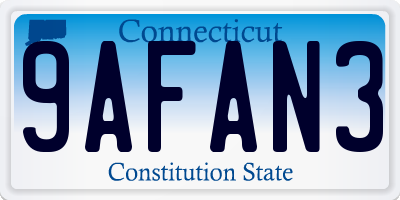 CT license plate 9AFAN3