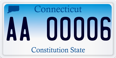 CT license plate AA00006