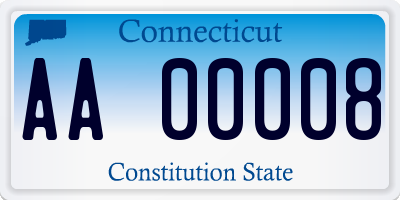 CT license plate AA00008