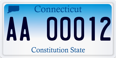 CT license plate AA00012