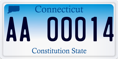 CT license plate AA00014