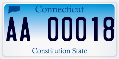 CT license plate AA00018