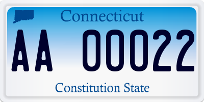 CT license plate AA00022