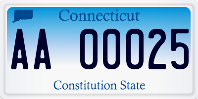 CT license plate AA00025