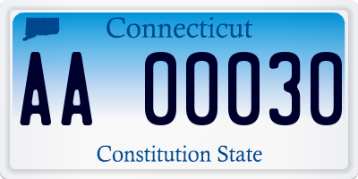 CT license plate AA00030