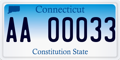 CT license plate AA00033