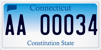 CT license plate AA00034