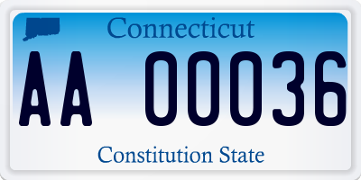 CT license plate AA00036