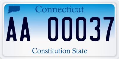 CT license plate AA00037