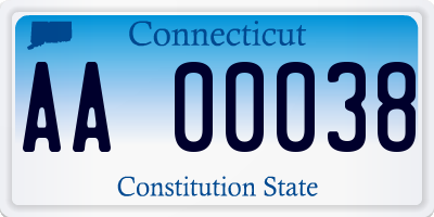 CT license plate AA00038