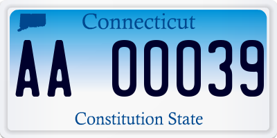 CT license plate AA00039