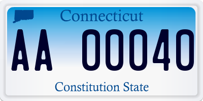 CT license plate AA00040