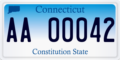 CT license plate AA00042