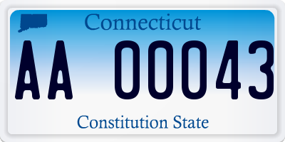 CT license plate AA00043