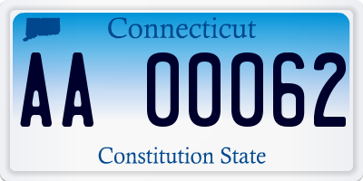 CT license plate AA00062