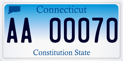 CT license plate AA00070