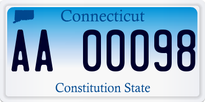 CT license plate AA00098