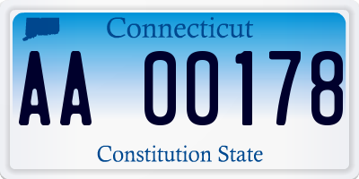 CT license plate AA00178