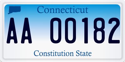 CT license plate AA00182