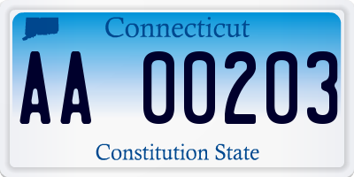 CT license plate AA00203