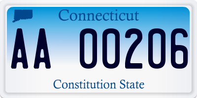 CT license plate AA00206