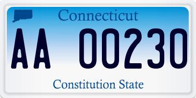 CT license plate AA00230