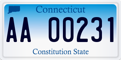 CT license plate AA00231