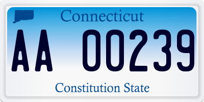 CT license plate AA00239