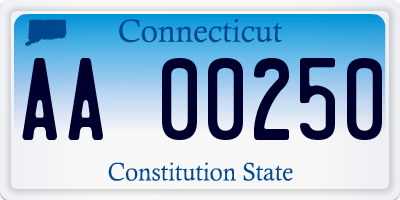 CT license plate AA00250