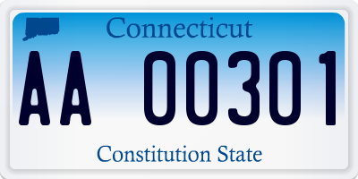 CT license plate AA00301